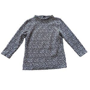 Talbots Shirt Animal Jacquard Funnel Neck Pullover Women's Size Small